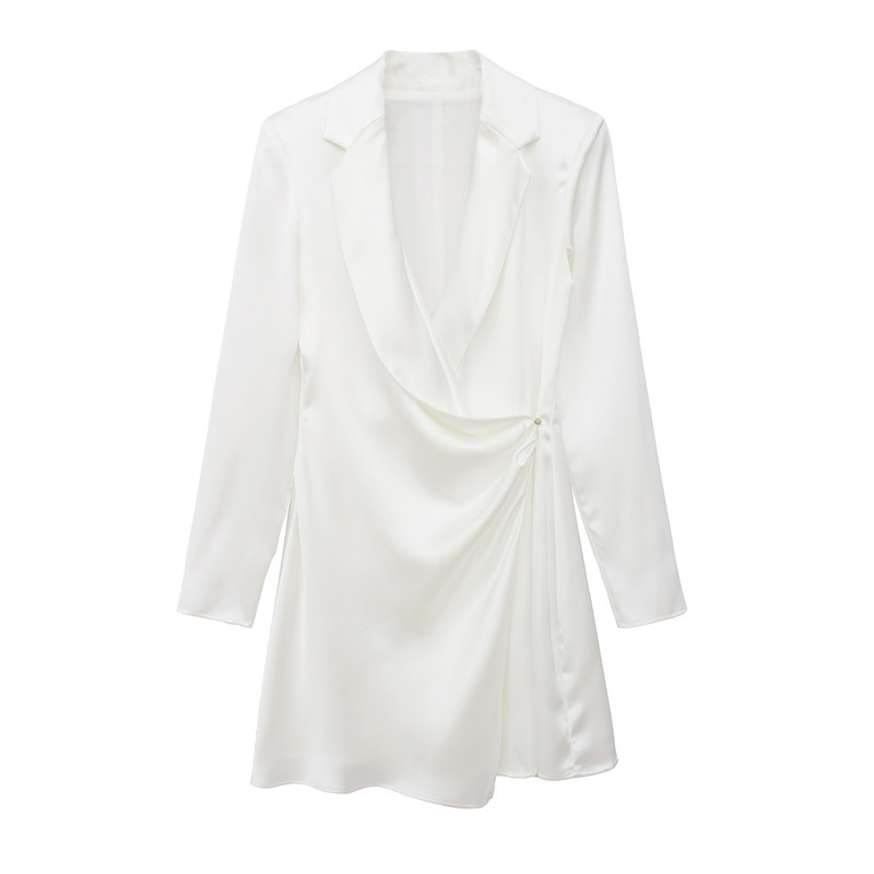 Silk Satin Irregular Skirt Long Sleeve Dress