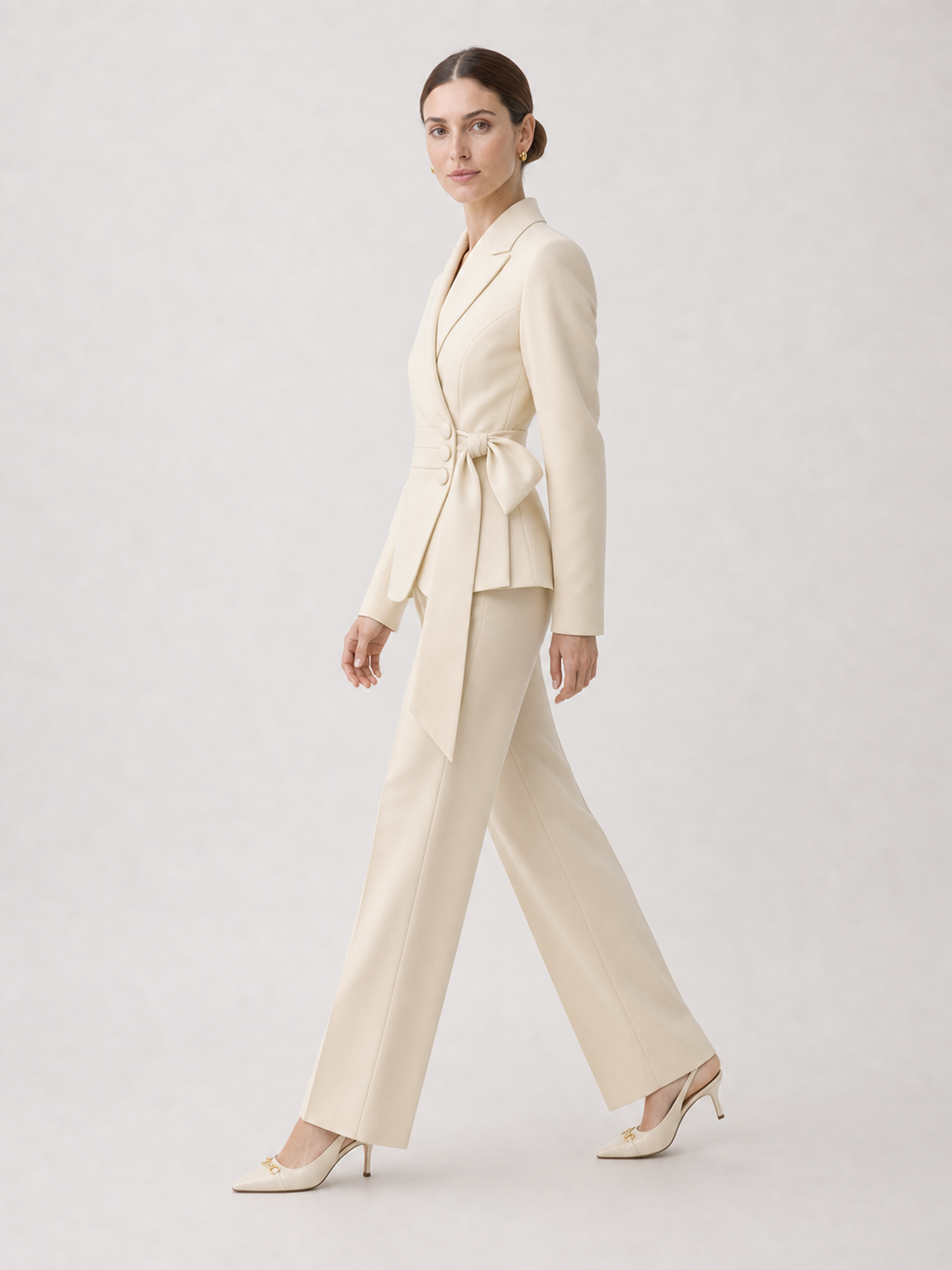 Amandine Cream Relaxed Tailored Suit Set