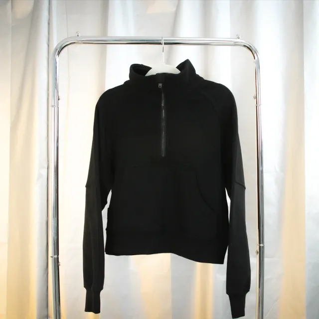 Women's High necked Autumn And Winter Roast Brownie Yoga Casual Sports Short Half zip Plush Sweater Black - Shop at LoveMi