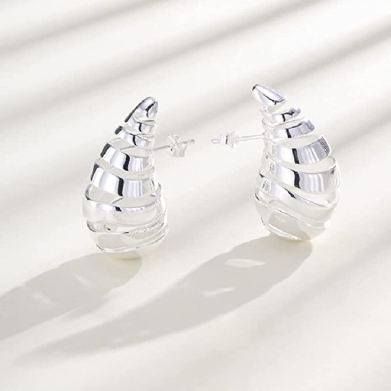 Europe And The United States Gold-plated Spiral Pattern Hollow Drop Earrings Female Original Personality Design Metal Texture Fashion