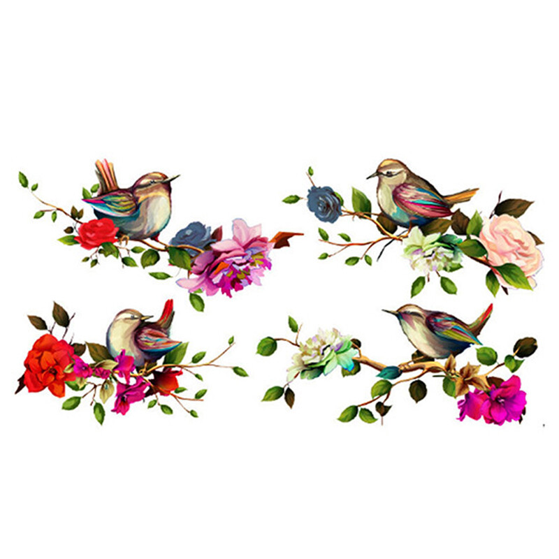 Magpies Branch Flower Wall Sticker Birds Mural Art Decal Wallpaper Wall Decor UK