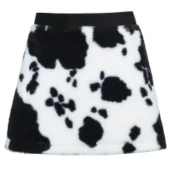 Fashionable Soft Cow Pattern Hairy Bag Hip Skirt Female Retro High Waist Temperament All-match - White - View 1