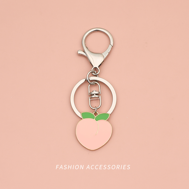 Peach Cute Cartoon Couple Keychain Pendant