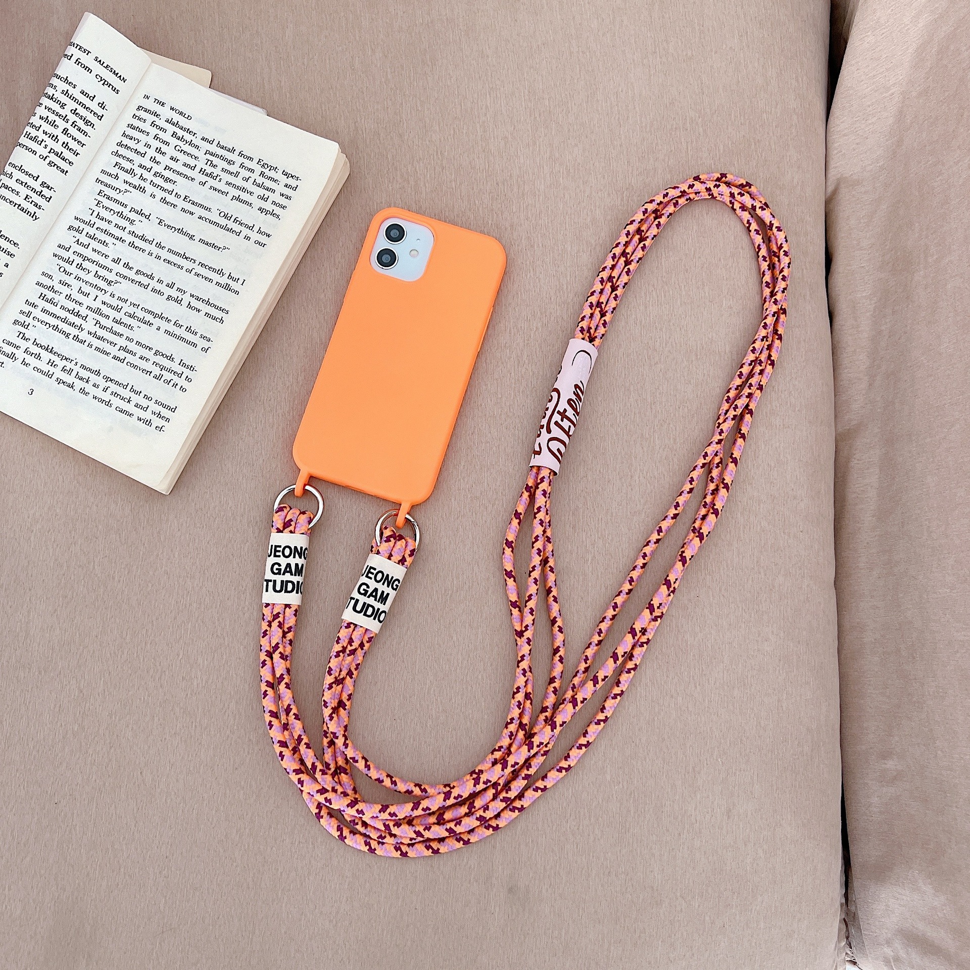 Orange twill lanyard