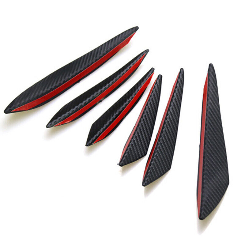 6Pcs Universal Carbon Fiber Car Front Bumper Canards Fins Spoiler Body Splitter — image 12