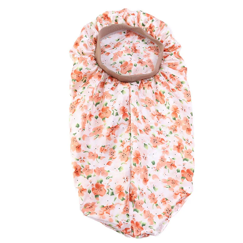 Popular Stretch Headband Satin Night Cap, Hair Care Long Barrel Cap, Perm Hat - Orange