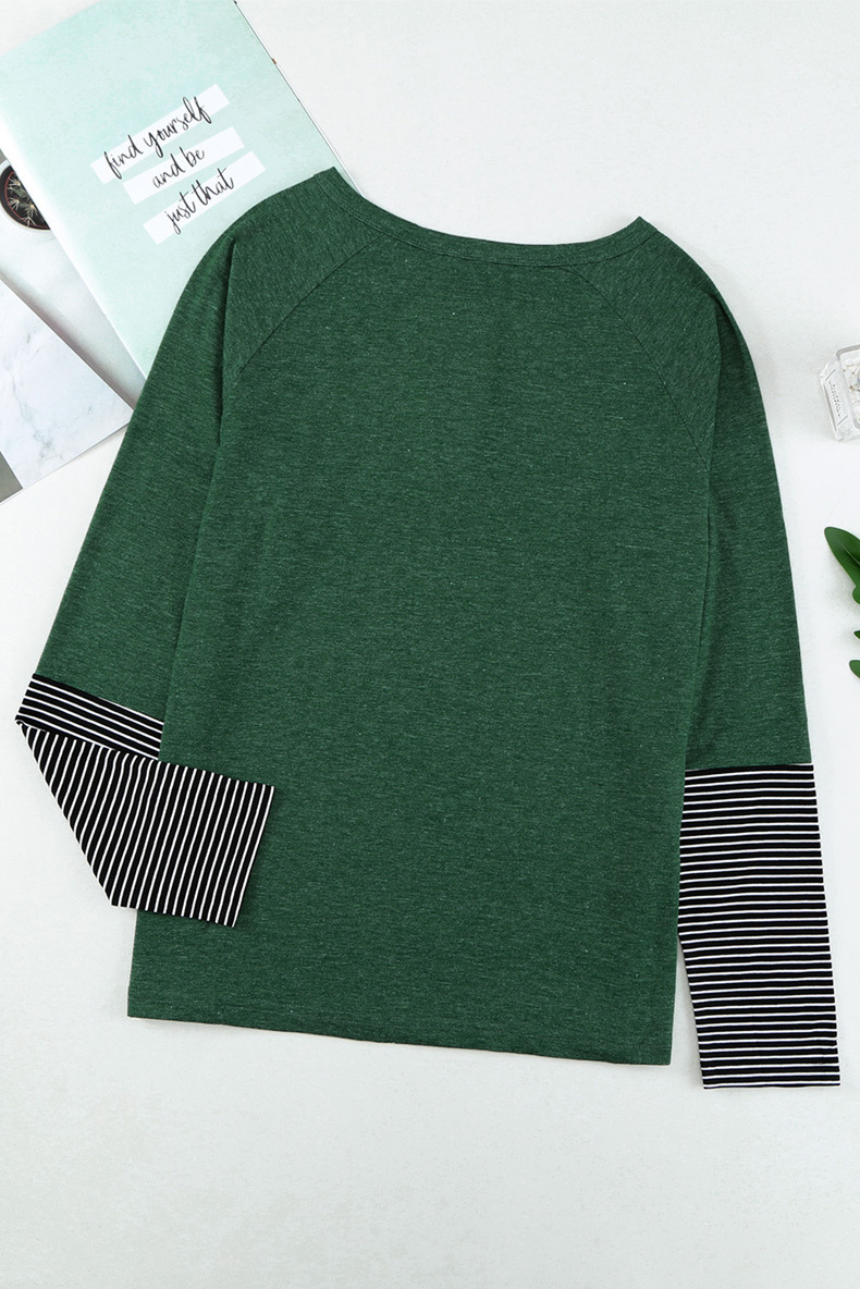 Casual Loose Long Sleeve Round Neck Pullover T-shirt