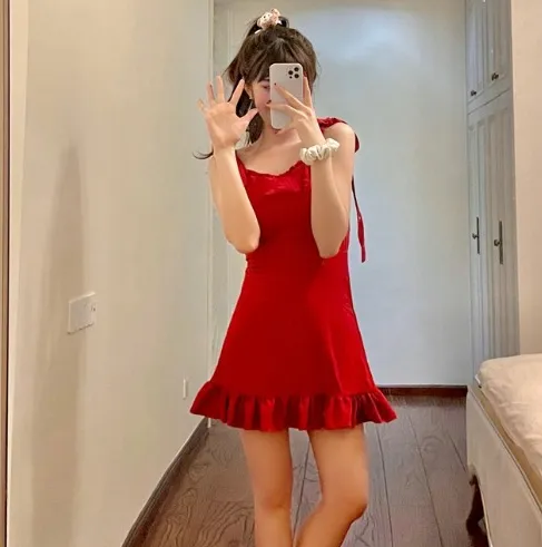 Summer Korean Style, Western Style, Red Retro Style Red - Shop at LoveMi