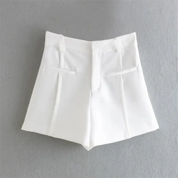 Women's Fashion Temperament Pocket Decoration High Waist Shorts