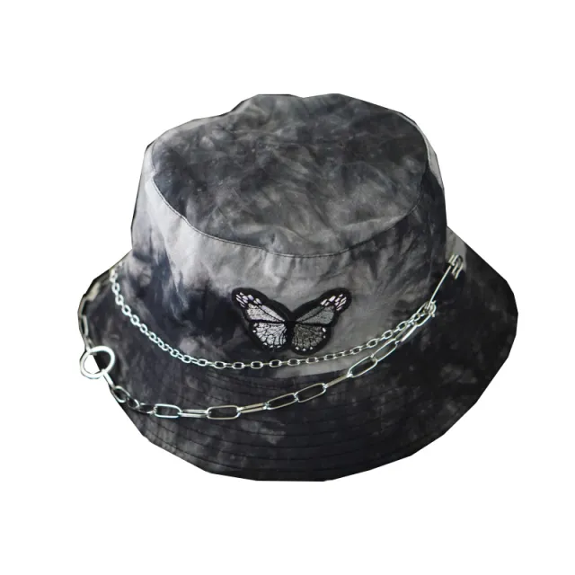 Original Dark Tie dyed Butterfly Chain Fisherman Hat Black - Shop at LoveMi