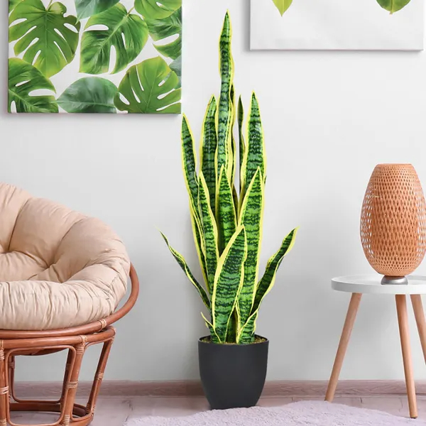 1PC 35.5 Inches Indoor And Outdoor Decoration Snake Plant Artificial Plant_voghion.com