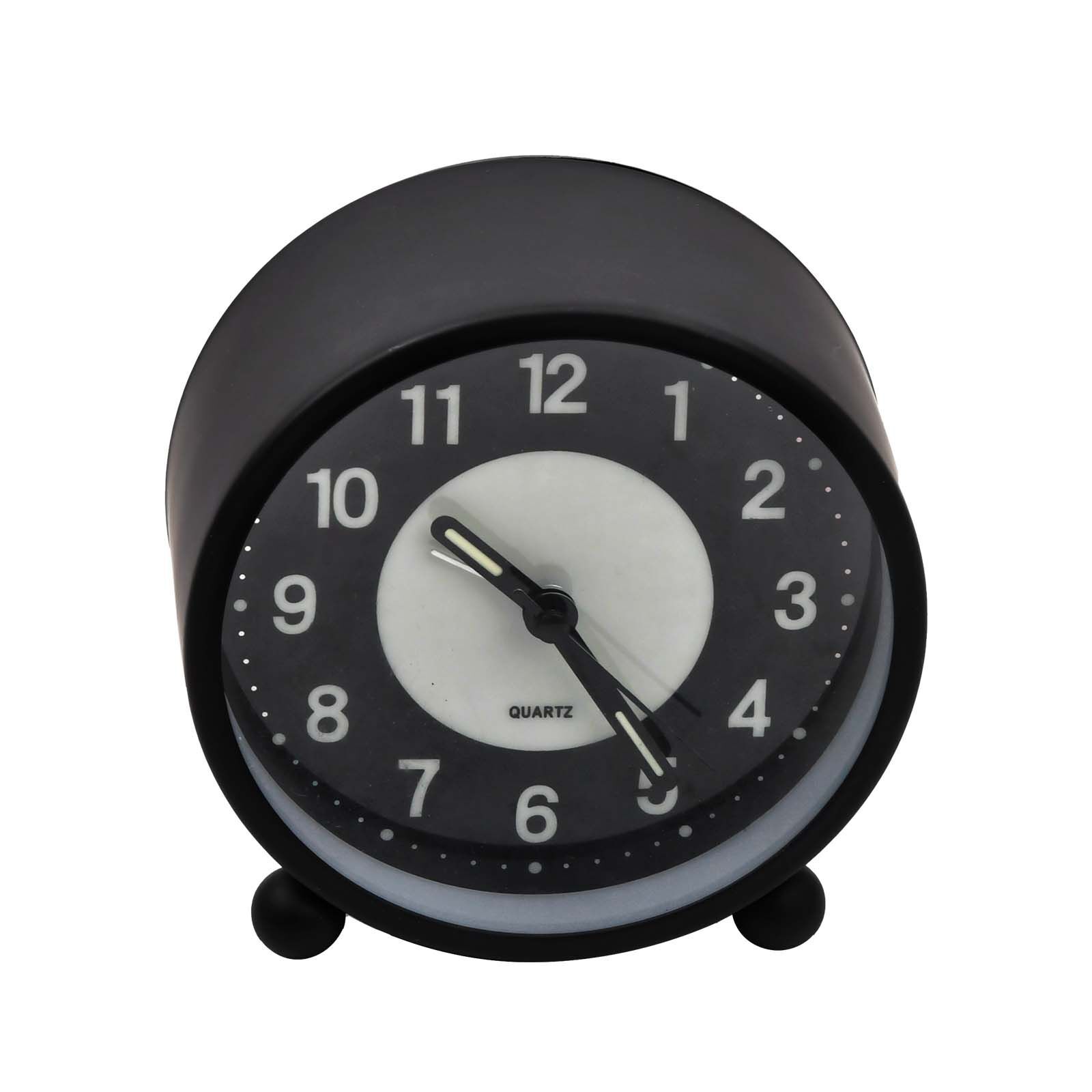 Black Silent Bedside Alarm Clock Non Ticking Glow-in-the-Dark Bedroom — image 5