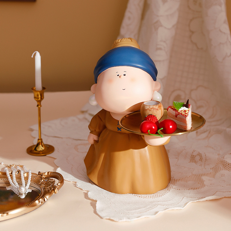 Entry Porch Key Storage Tray Ornament (Girl with pearl