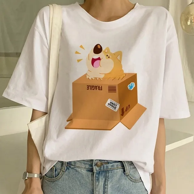 Women's Fashion Shiba Inu Dog Round Neck T shirt 24013Style - Shop at LoveMi