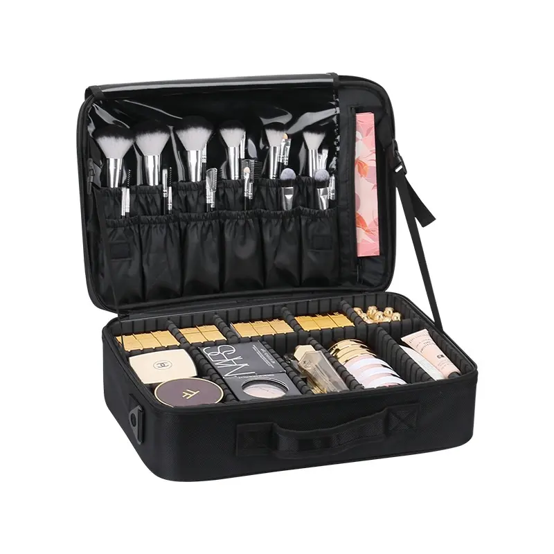 Large Capacity Makeup Bag, Multi-layer Embroidered Nail