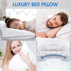 Twin Pack Hotel Quality Bed Pillow High Support Neck Pillows Medium Firm Queen King--Queen