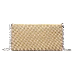 Fashion Ladies Rhinestone Dinner Bag Clutch Diamond Envelope - Gold - View 1