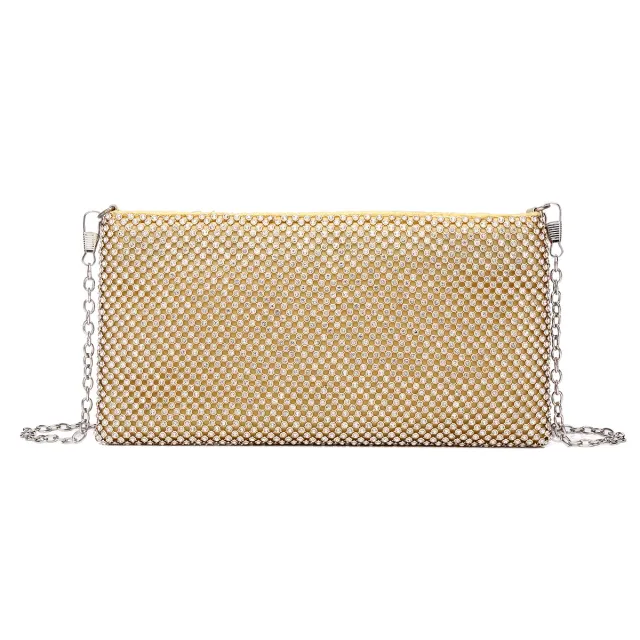 Fashion Ladies Rhinestone Dinner Bag Clutch Diamond Envelope Gold - Shop at LoveMi