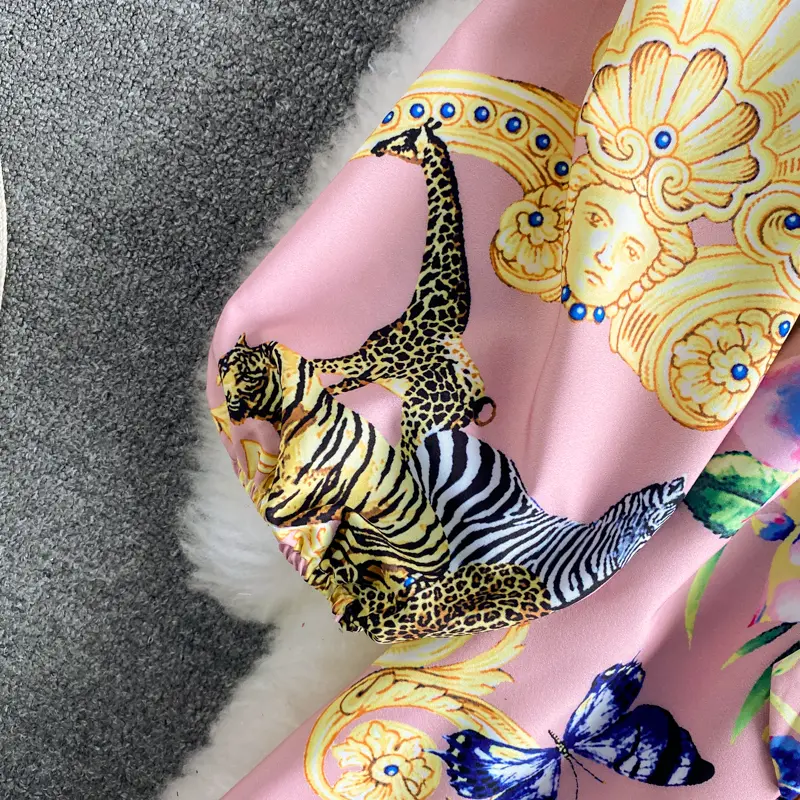 Elegant Printed Long Sleeved Long Sleeved Dress