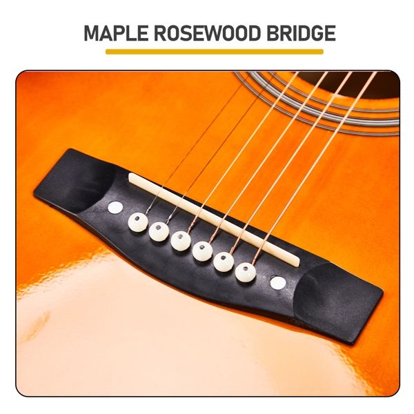 Sunset Color 41-inch Dreadnought Barrel-shaped Cutaway Acoustic Guitar With Pick, Strings, Capo, Gig Bag, Tuner, Wrench Tool, And Shoulder Strap — foto 3