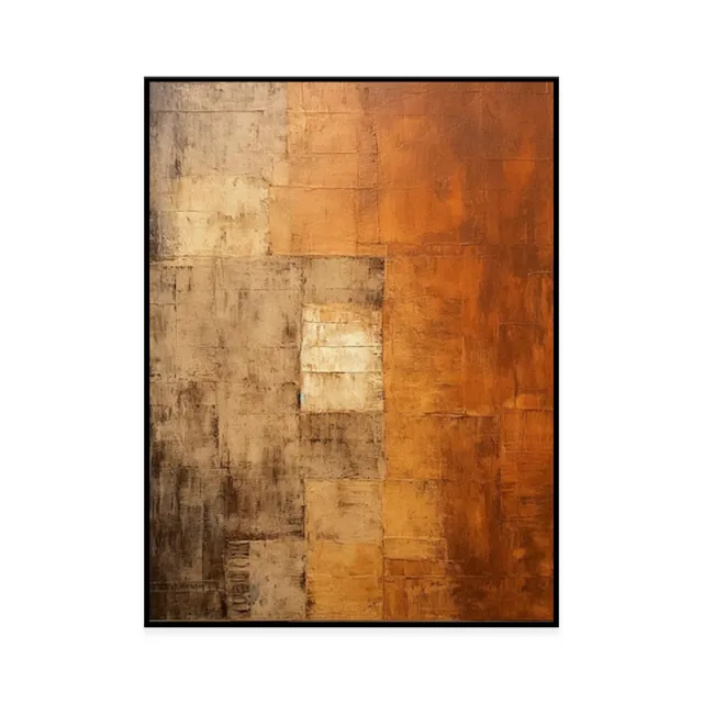 Orange Wabi Sabi Painting Brown Abstract Painting Medieval Handmade Oil Painting On Canvas Minimalist Wall Art For Living Room Home Decor Without... Without Inner Frame - Shop at LoveMi