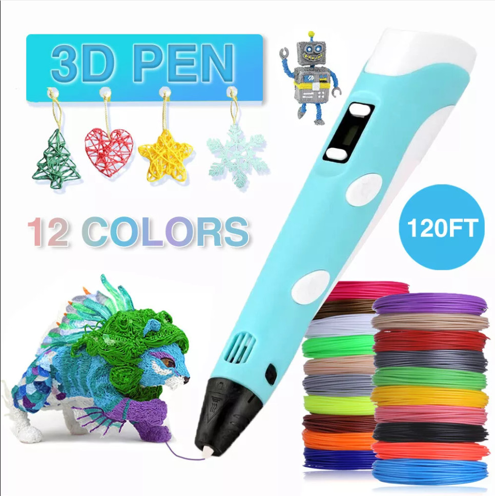 3D Printing Pen Set Doodle PLA Filament Printer Drawing 12 Colours Kids Gift UK