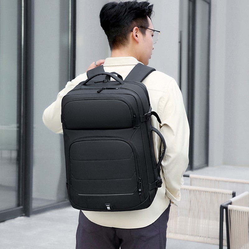 Men 18 Inch Expandable Backpack USB Port Laptop Rucksack Waterproof School Bag