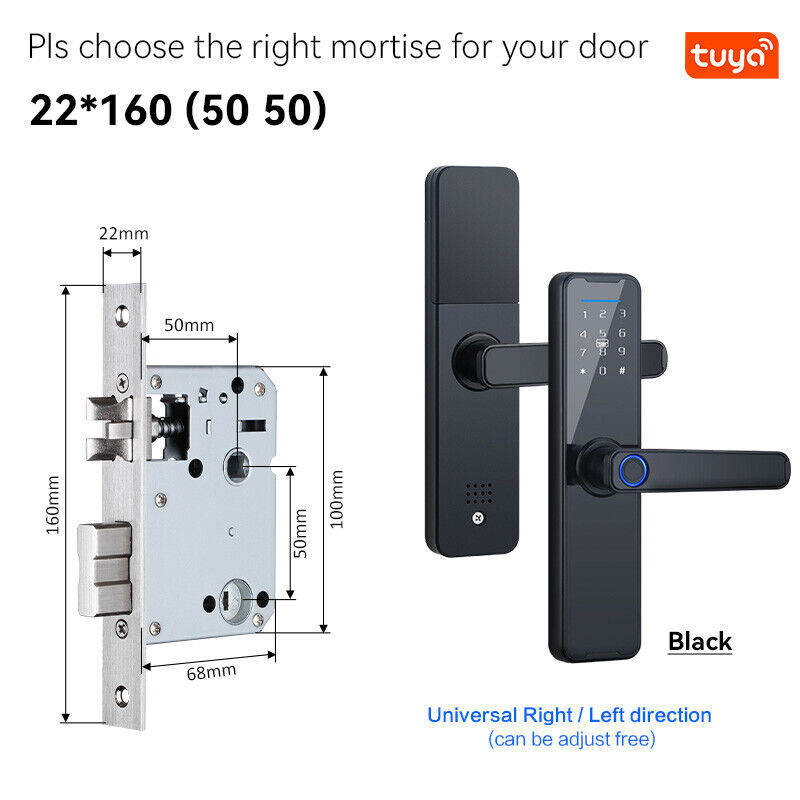 Electronic Bluetooth Door Lock T Uya APP Fingerprint Card Password Key Entry Lock 12