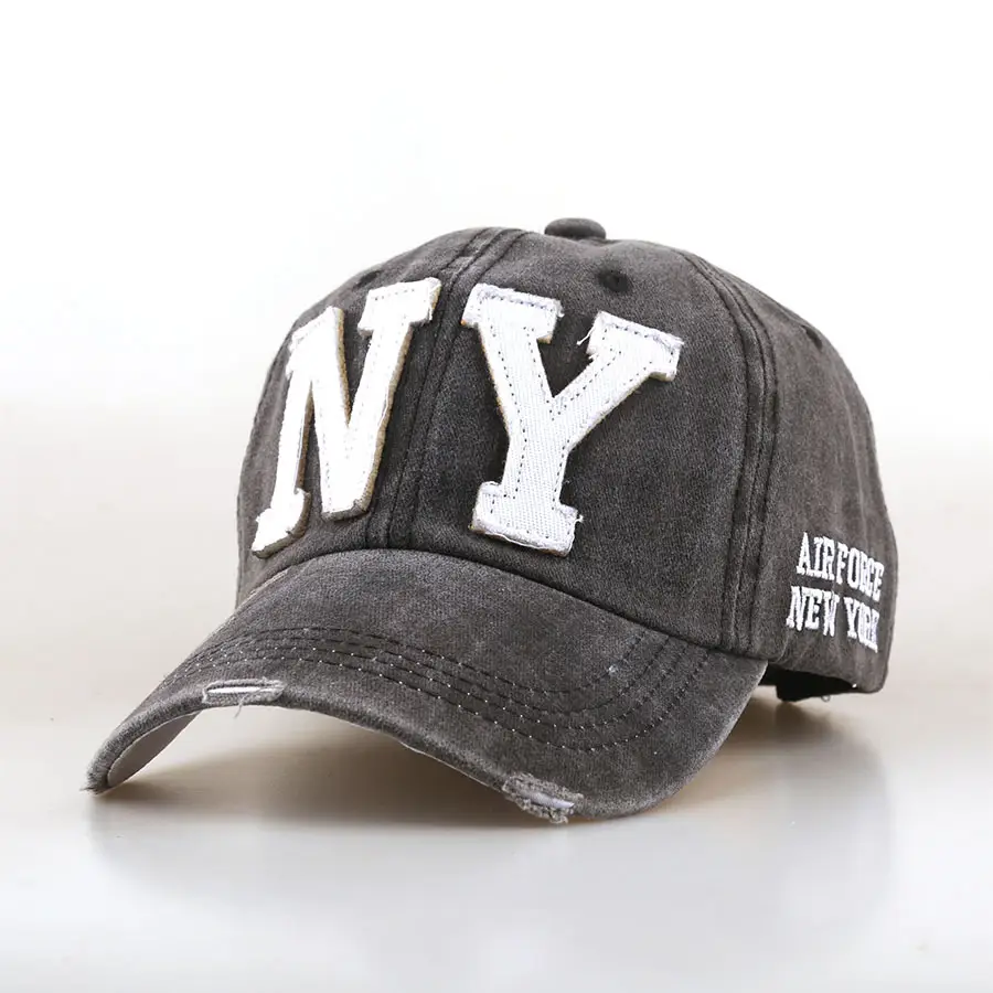 Men's And Women's Matching Embroidered Letters NY Washed Vintage Fashion Trend Adjustable Bowler Baseball Cap Suitable For Daily Outings And Activities