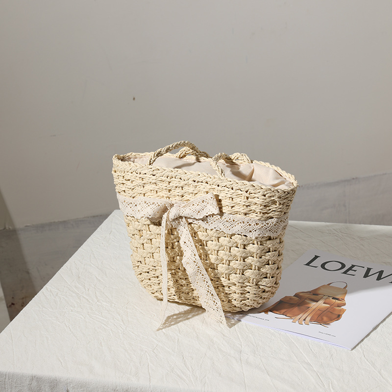 Lace Bowknot Woven Bag Shoulder Handheld
