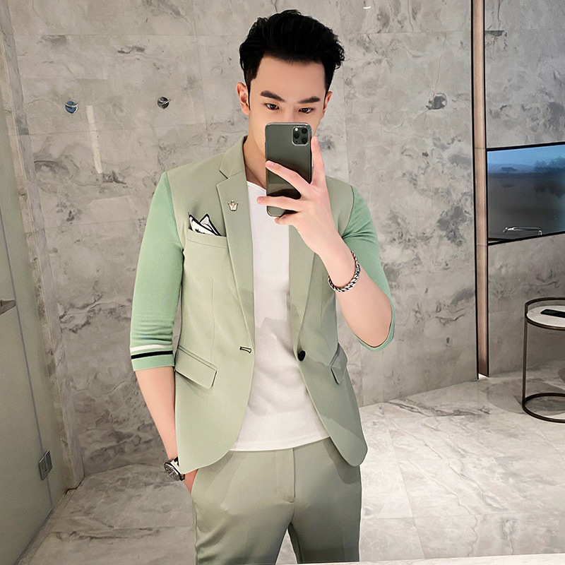 Men's Fashion Slim Two-piece Suit With Sleeves
