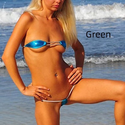 Three Point Bikini Patent Leather Suit Green - Shop at LoveMi