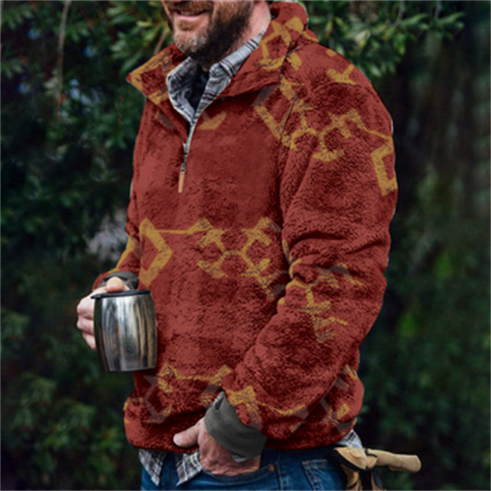 Autumn And Winter Casual Button Pocket Flannel Plush Men's Sweater