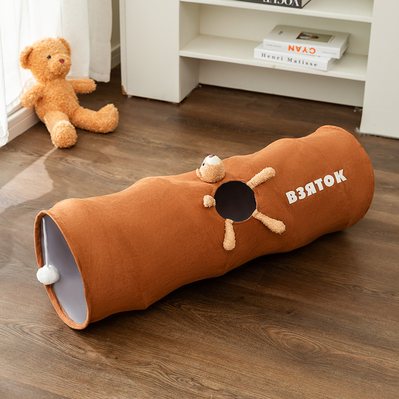 Brown bear small size Cat Tunnel Cartoon Straight Foldable Toy