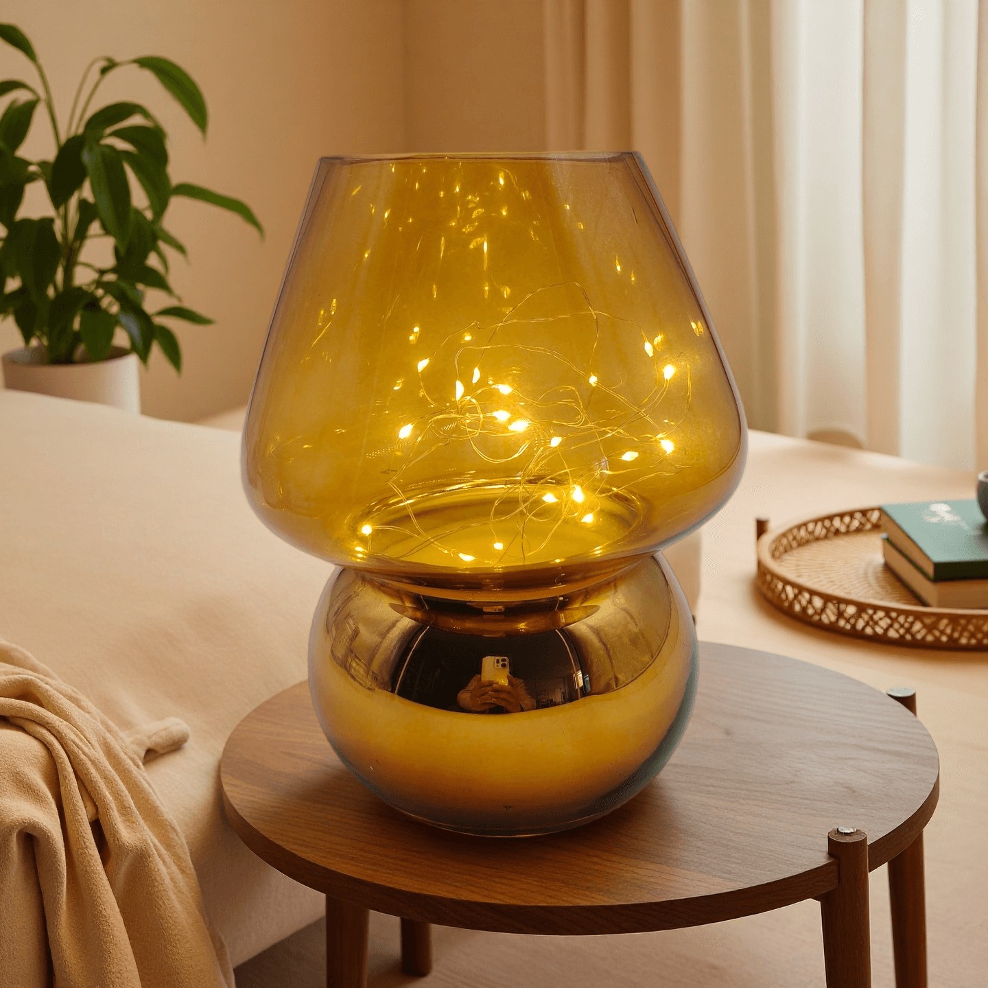 Glass Mushroom Battery-Powered Lamp -Cute Mushroom Shape, Compact Portable Without Restraints, Adding Warmth To Any Corner Battery Not Included view 4