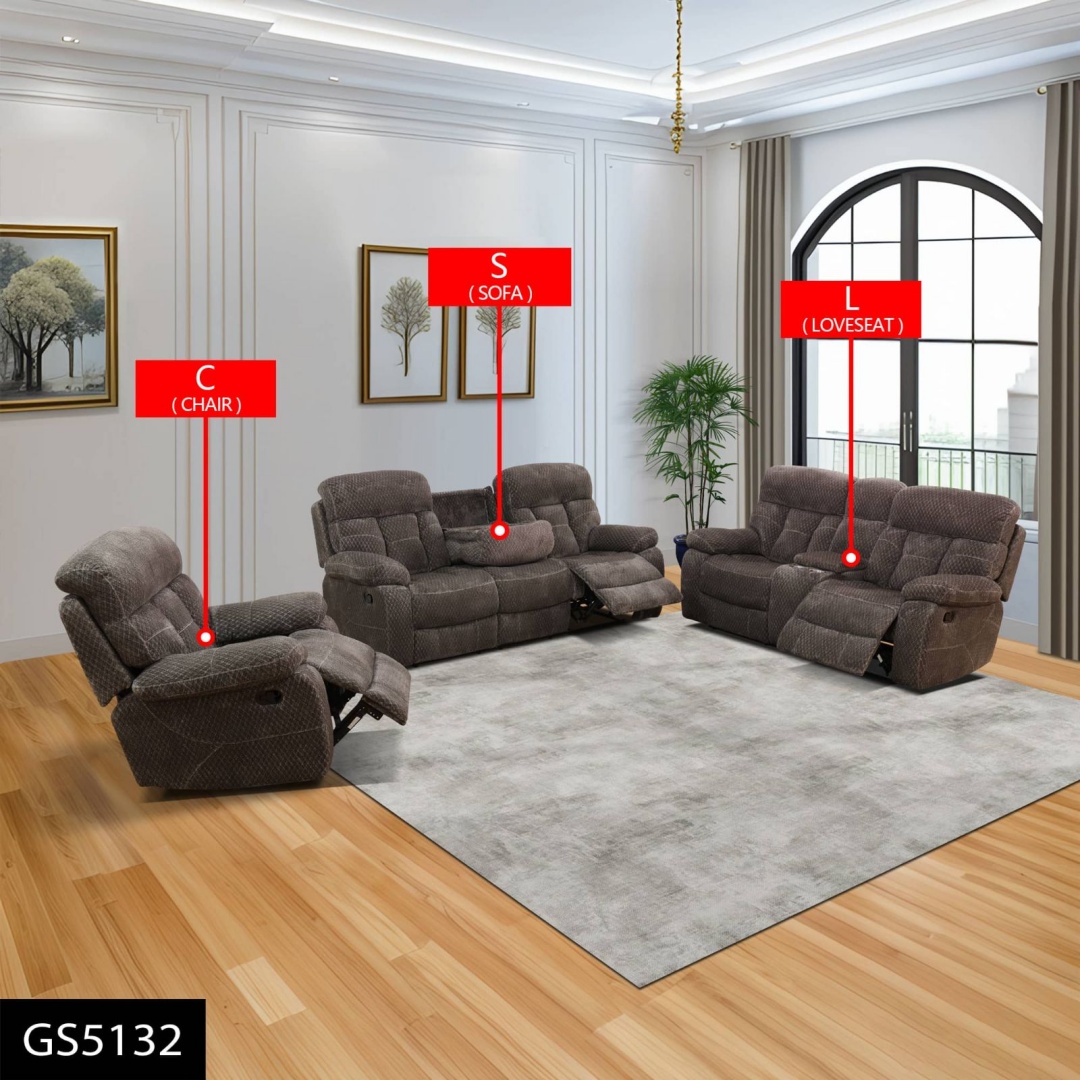 Pickup Only--Brown Cashmere Fleece Living Room Recliner Intelligent 3-Piece Sofa Set