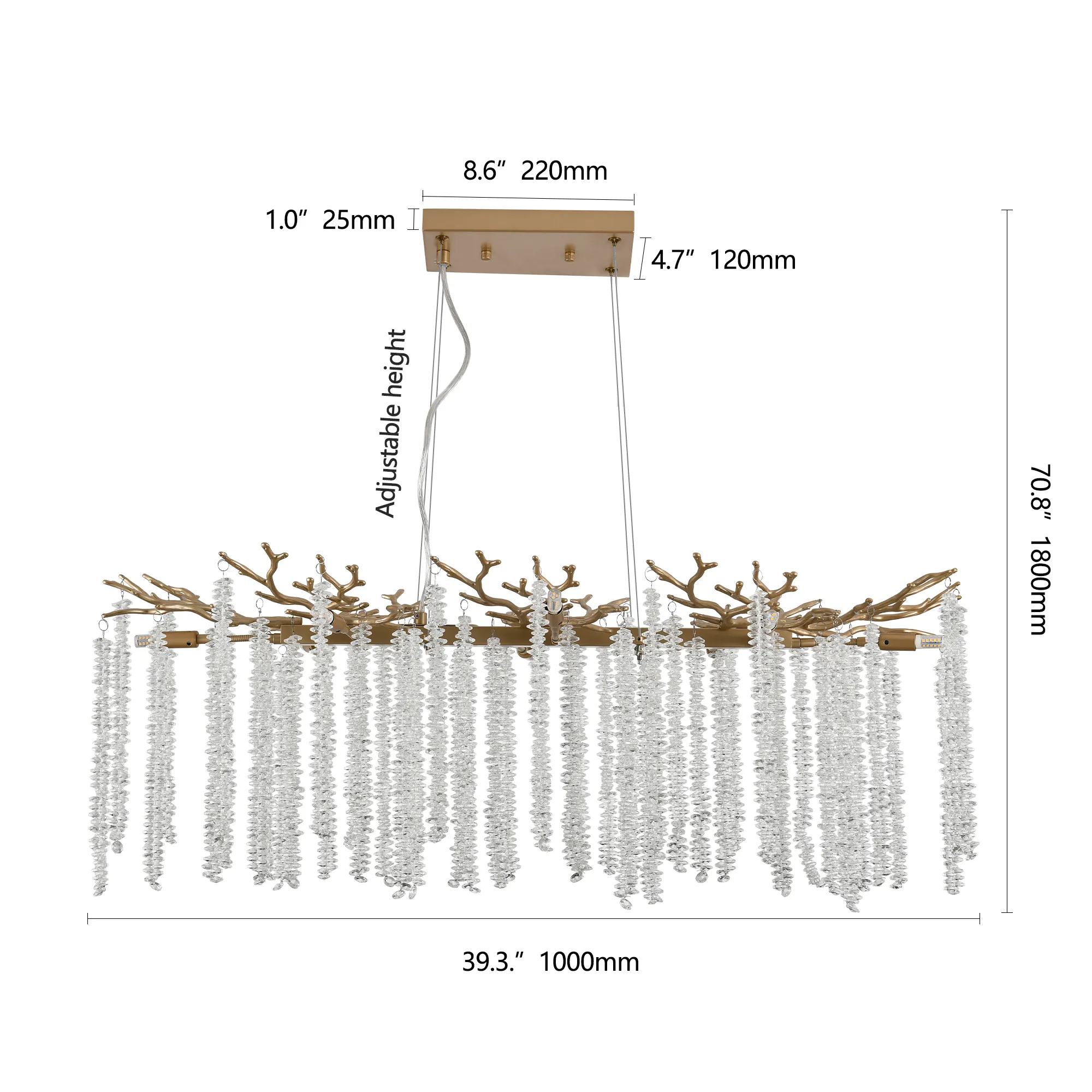 39-inch Modern Golden Pendant Light
