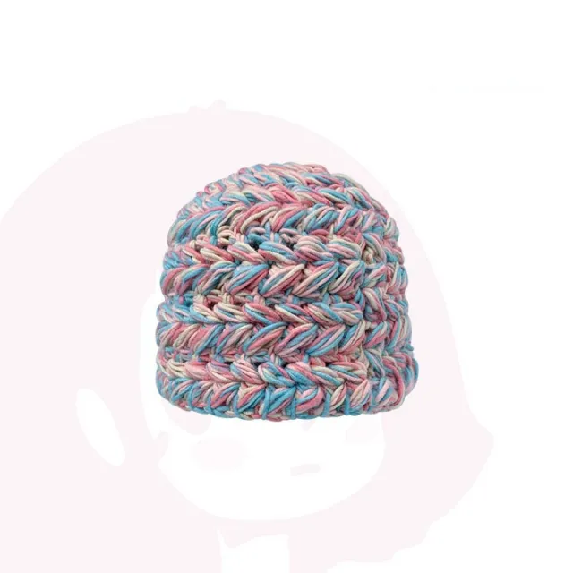Thick And Small Color Matching Wool Hat Blue Pink - Shop at LoveMi