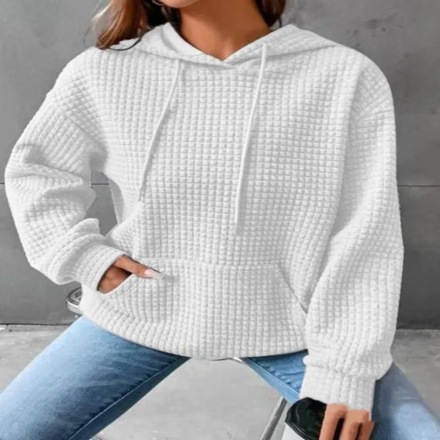 Women's Loose Casual Solid Color Long sleeved Sweater White - Shop at LoveMi