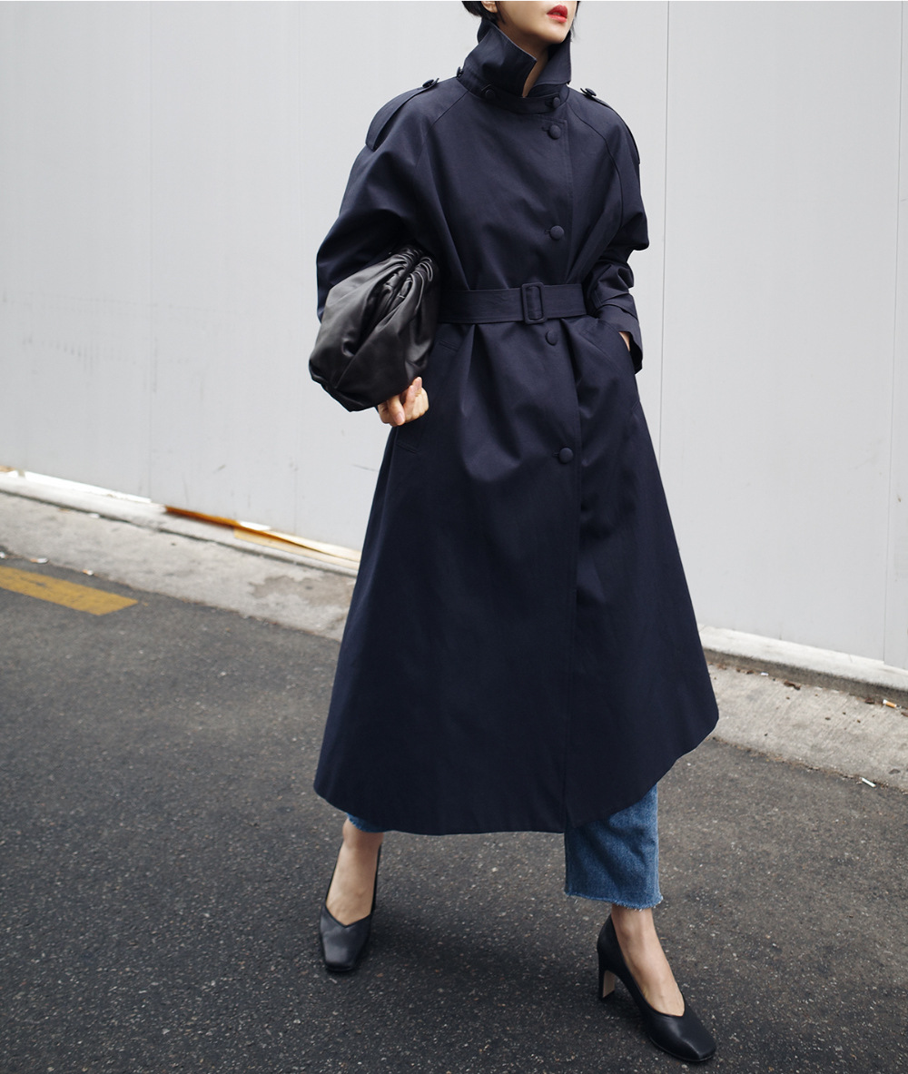 Title 4, Dames effen kleur trenchcoat, Koreaanse stijl l...