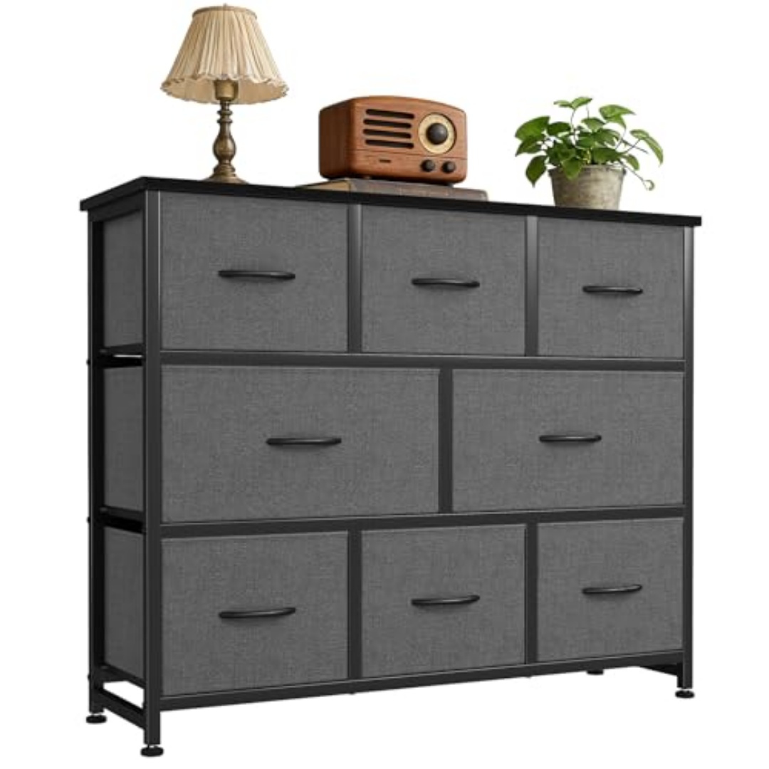 With 8 Fabric Drawers, A Spacious Storage Rack Suitable For A Cloakroom, And A Wooden Tabletop And Frame