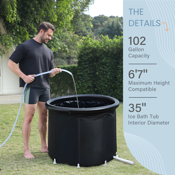 XXL Ice Bath Tub,102 GL Cold Plunge Tub,Portable Plunge Pool,multi-level Portable Bathtub For Outdoor Gym Treatments,Foldable Basin — foto 4