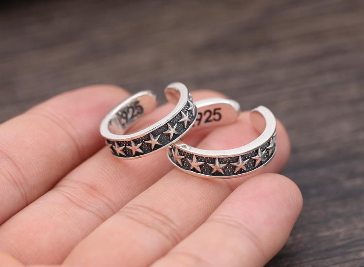 Personalized Couple Sterling Silver Five-pointed Star Ring