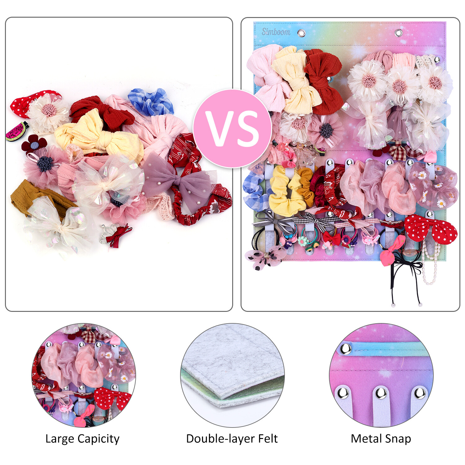 Girls Headband Holder Wall Hanging Hair Bow Organizer Display For Kids Room Deco — image 2