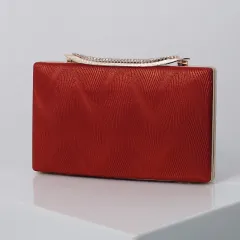 Dinner Party Fashion One-shoulder Clutch Dress All-match Small Square Bag - Red - View 1