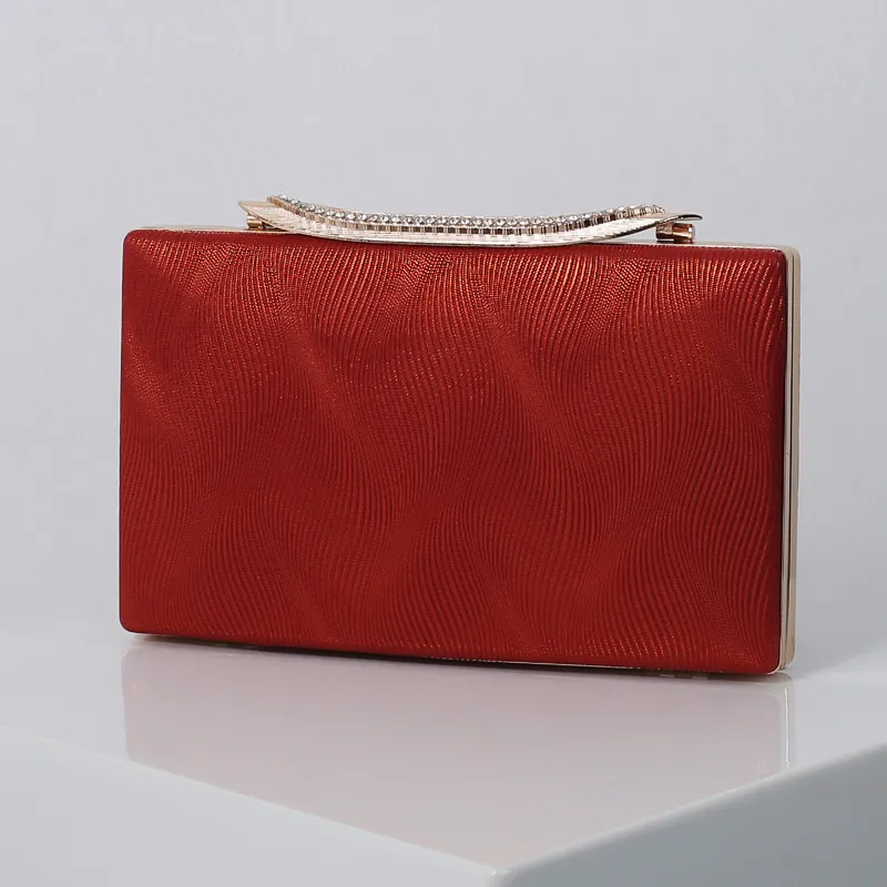 Dinner Party Fashion One-shoulder Clutch Dress All-match Small Square Bag - Red