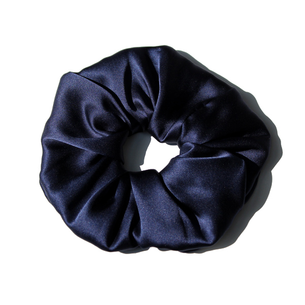 Silk Large Intestine Circle Head Flower Silk Hair Rope Satin Dark Blue - Shop at LoveMi