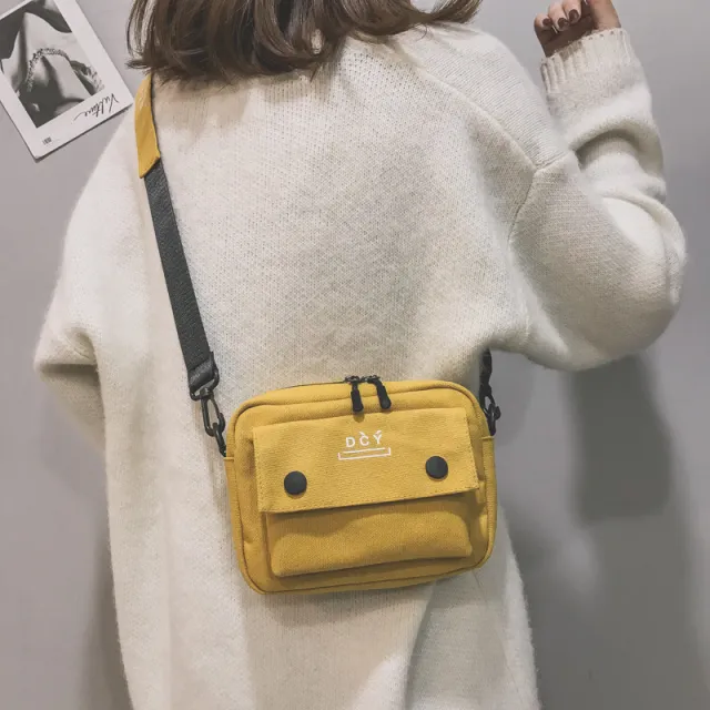 Corduroy Small Shoulder Bag Hip Hop Cool Personality Student Shoulder Bag Female Yellow - Shop at LoveMi