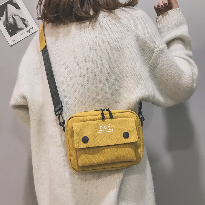 Corduroy Small Shoulder Bag Hip Hop Cool Personality Student Shoulder Bag Female - Yellow