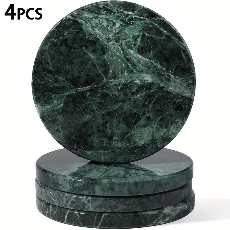 Set Of 4 Marble-Pattern Coasters  Heat-Resistant, Round Table Protection Pads Elegant Decor For Coffee Tables, Homes, And Bars Perfect Holiday Gift